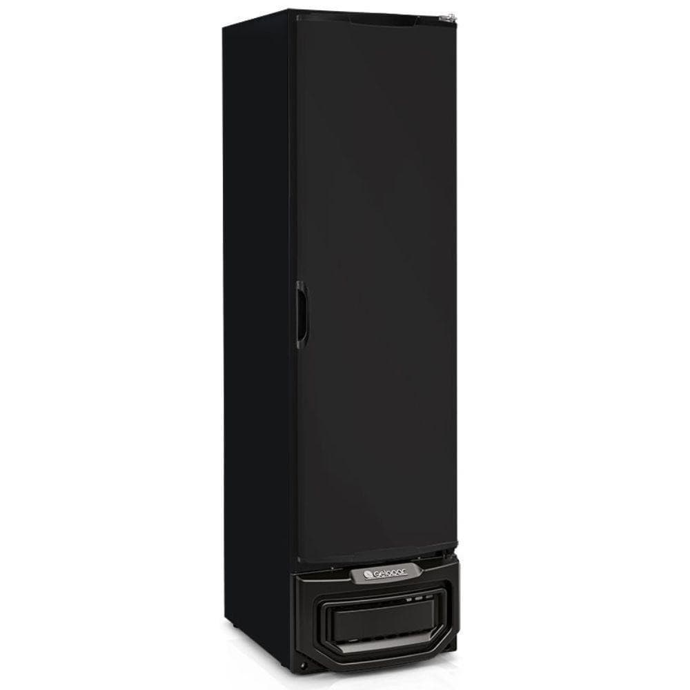 Freezer vertical preto Gelopar 315 litros com porta cega e tripla ação