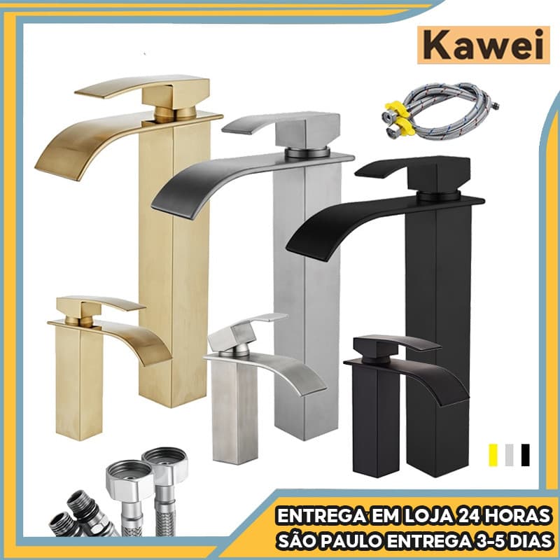 ‌Torneira De Luxo Para Banheiro - Bica Alta Em Inox Metal, Torneira Fria Simples Para Pia De Lavatório Prateado‌