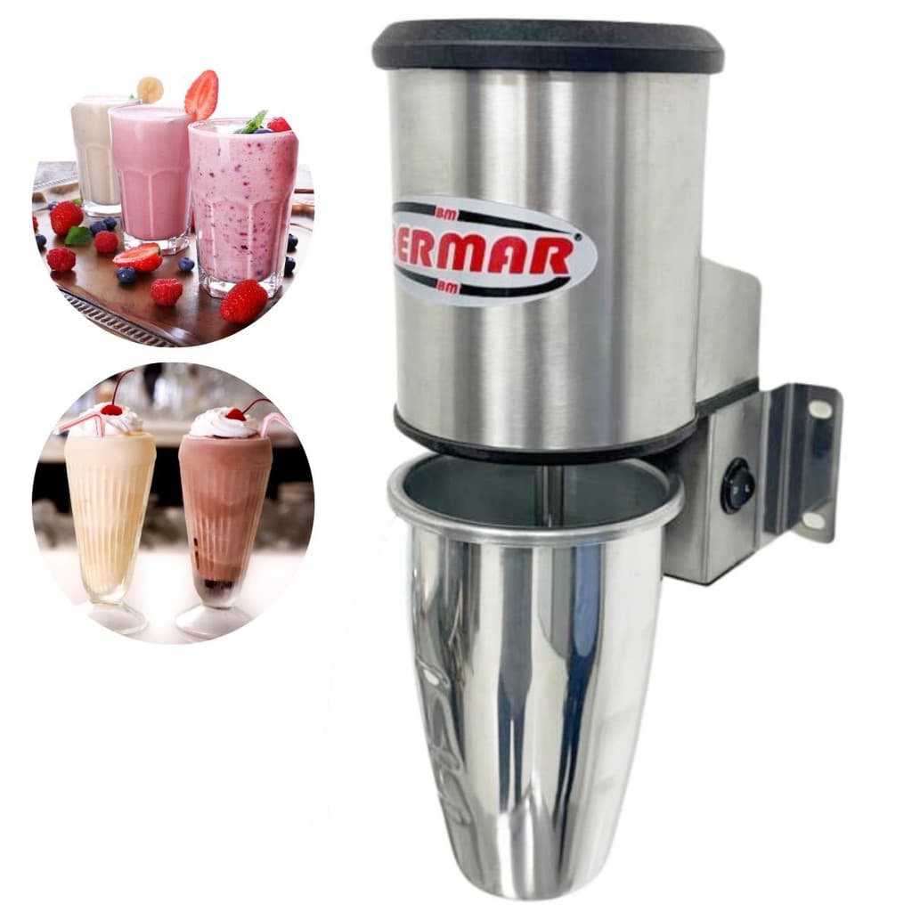 Batedor de Milk Shake De Parede 450ml Industrial Inox BM168 Bermar com milkshakes prontos