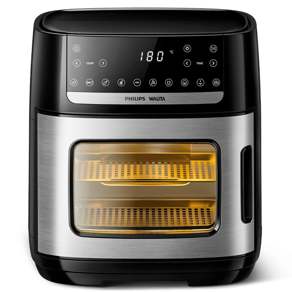 Forno Fryer Elétrico Philips Walita Série 5000 com display digital e porta aberta