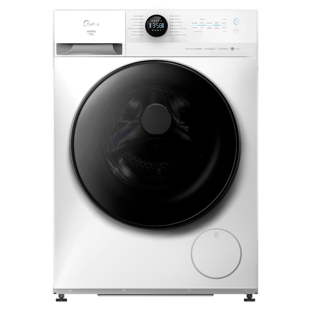 Máquina de Lavar Roupas Midea 11kg Slim Healthguard MF201 Wi-fi Conectada Smarthome Inverter Branca
