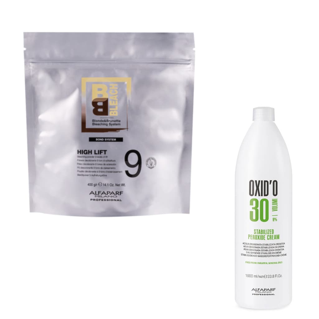 Pó Descolorante 9 Tons Alfaparf 400g + Ox 30v Litro