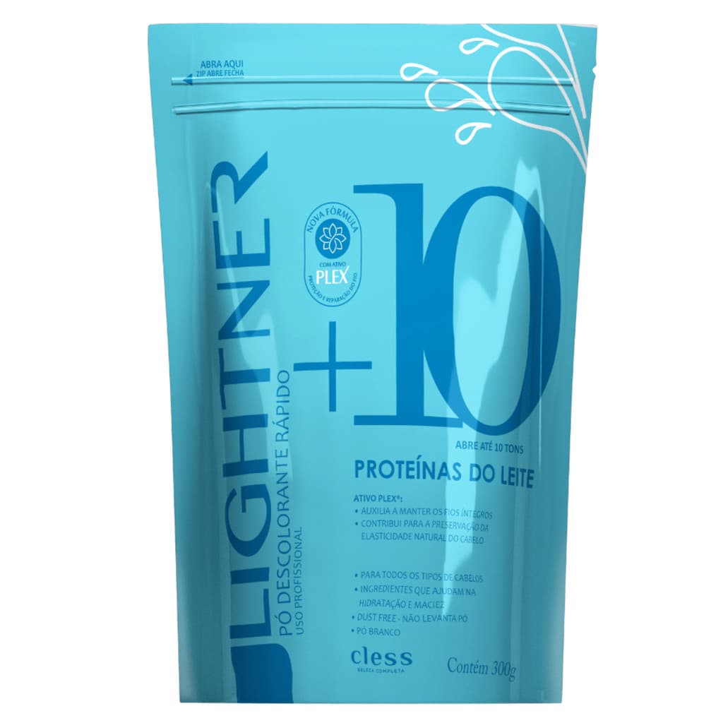 Pó Descolorante Lightner Cless 300g com 10 Proteínas do Leite Clareia até 10 Tons com Hidratação