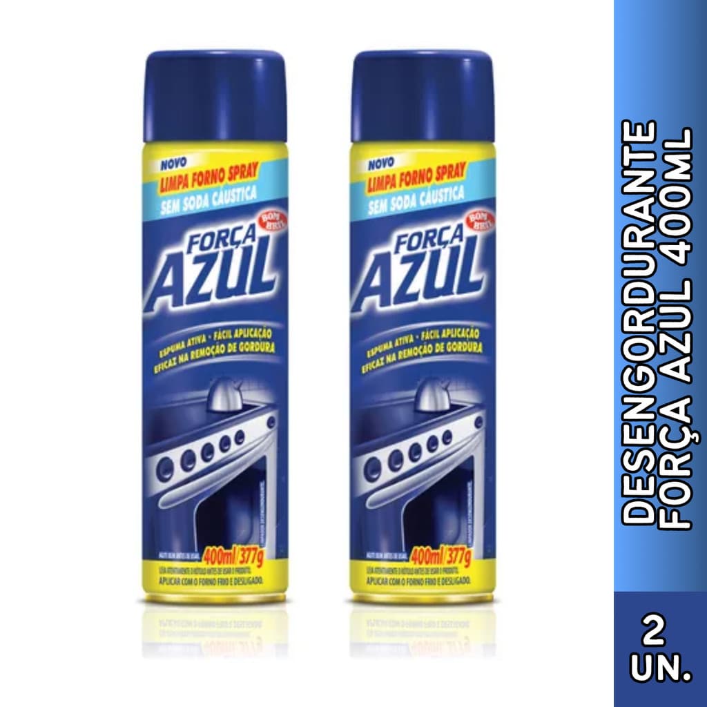 KIT COM 2 Espuma Ativada Limpa Forno Spray Força Azul Bombril 400 ml