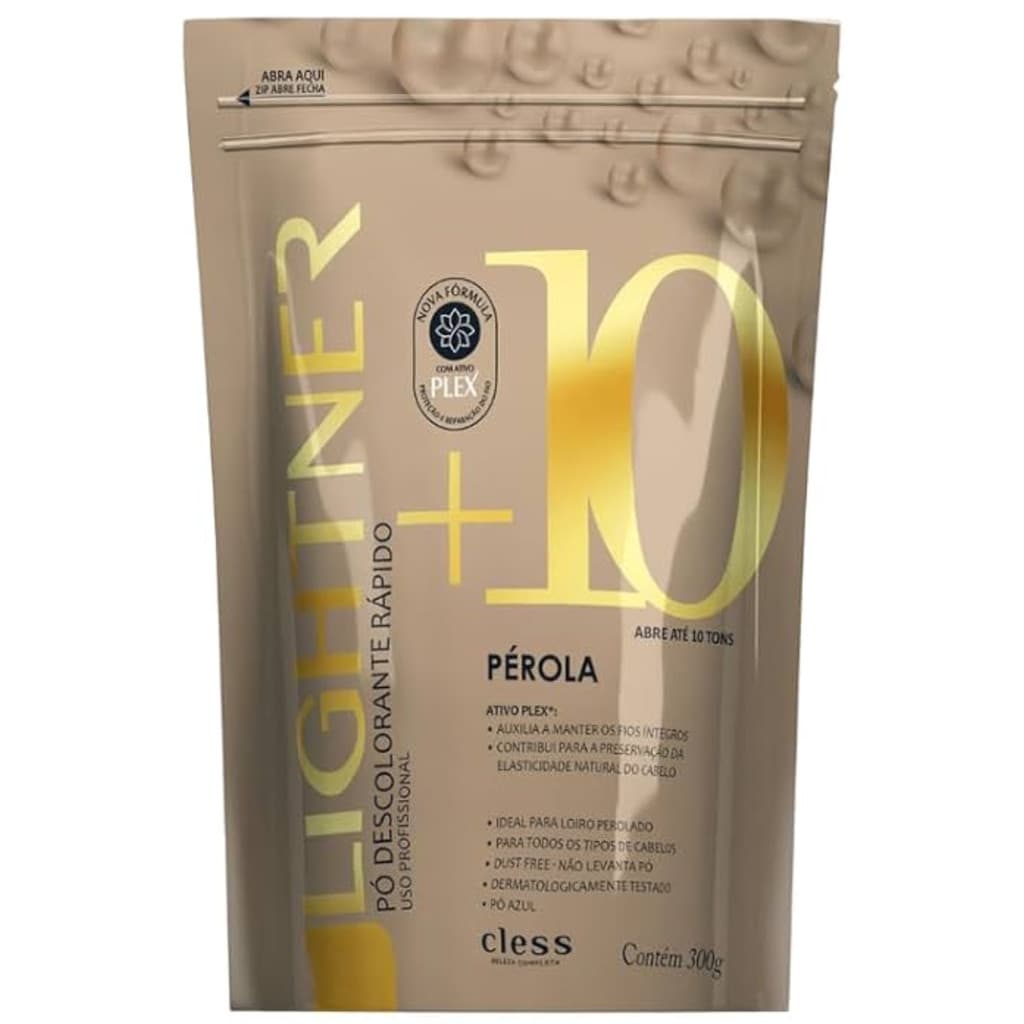 Pó descolorante rápido +10 Pérola Cless 300g abre até 10 tons ideal para loiros perolados