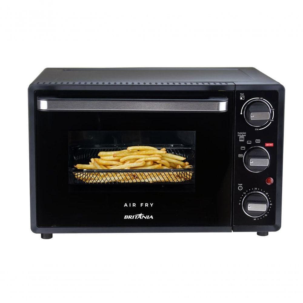 Forno Elétrico Air Fryer Britânia Preto Esmaltado 25L 220V com cesta de fritas