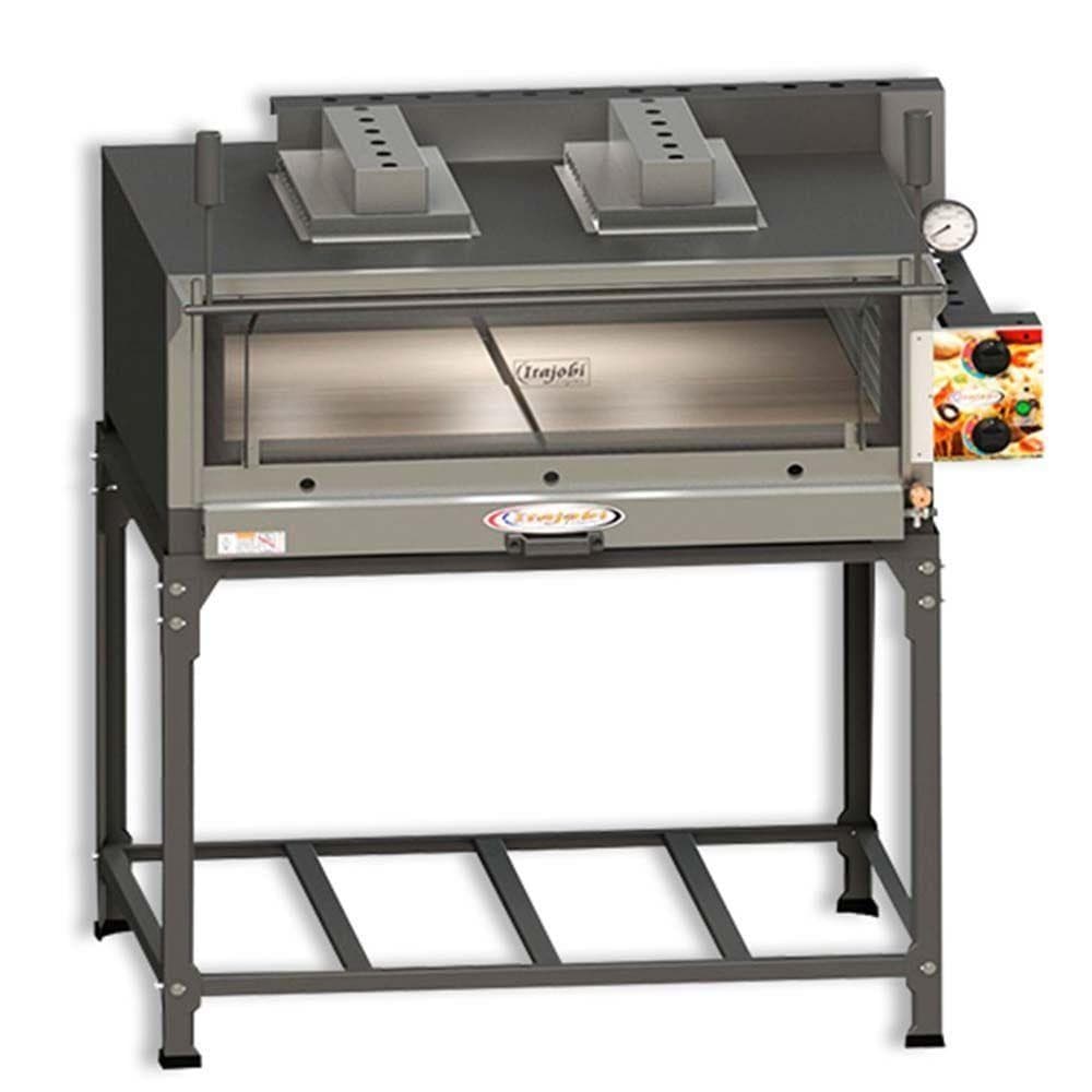 Forno industrial refratário a gás 95x95 com infravermelho Itajobi, cor cinza, controles e etiqueta visíveis