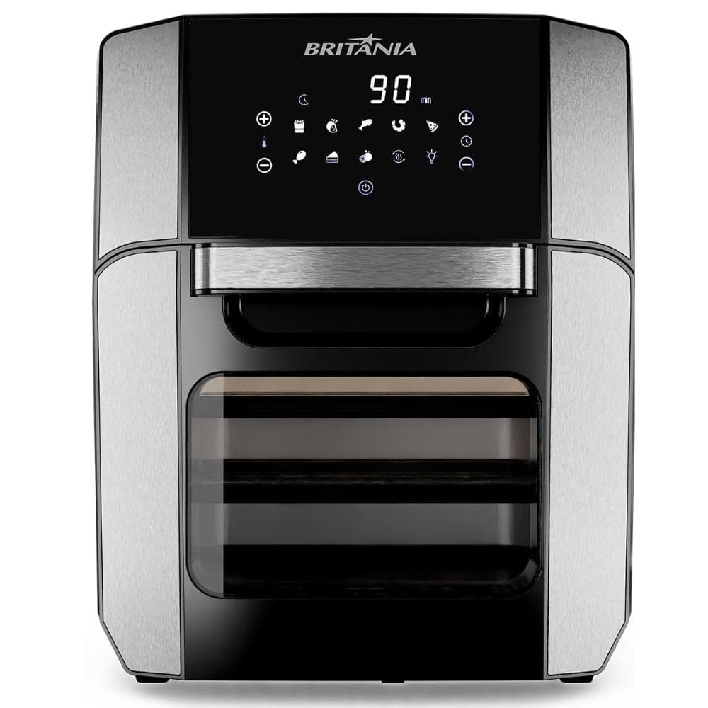 Fritadeira elétrica Britânia BFR2100P 1800W 12L 220V com design moderno em preto e aço inoxidável
