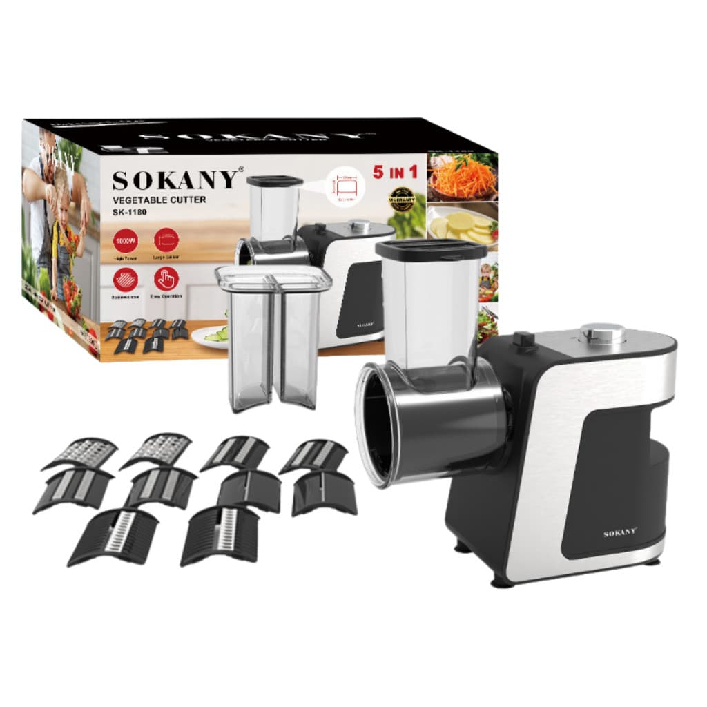 Triturador Profissional 1000w Automático 5 Em 1 BPA-Free Ralador De Queijo Frutas Legumes Cortador