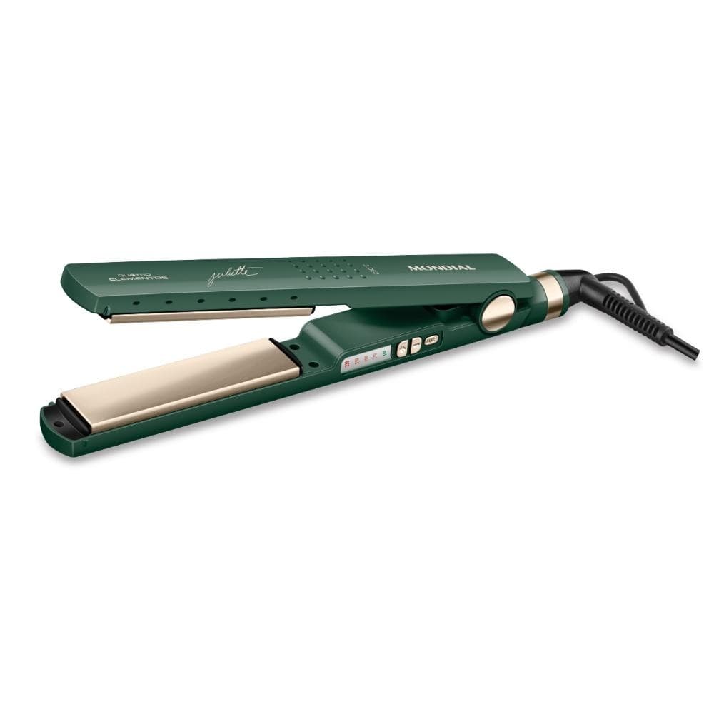 Chapinha Prancha Para Cabelo Mondial By Juliette Verde Oliva P-JU-02 60W Bivolt