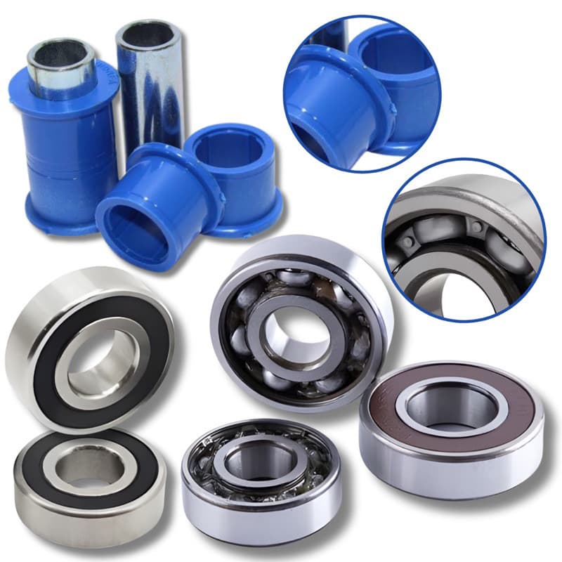 Kit de rolamentos e componentes para rodas de moto com rolamentos em azul e prata