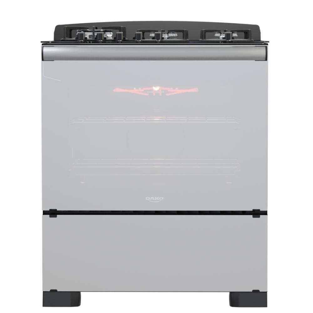 Fogão 5 Bocas Preto Vidro Espelhado Timer Digital Dako Bivolt