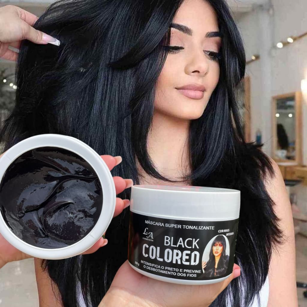 Máscara Tonalizante Preto Azulado Sem Amônia Resultado 100% Natural - Máscara Tonalizante Black L&A Cosméticos 300g