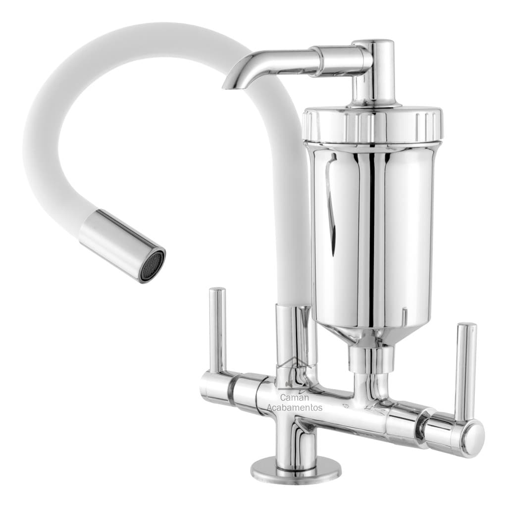 Torneira Cozinha Bancada Com Filtro Metal Flexível Branca