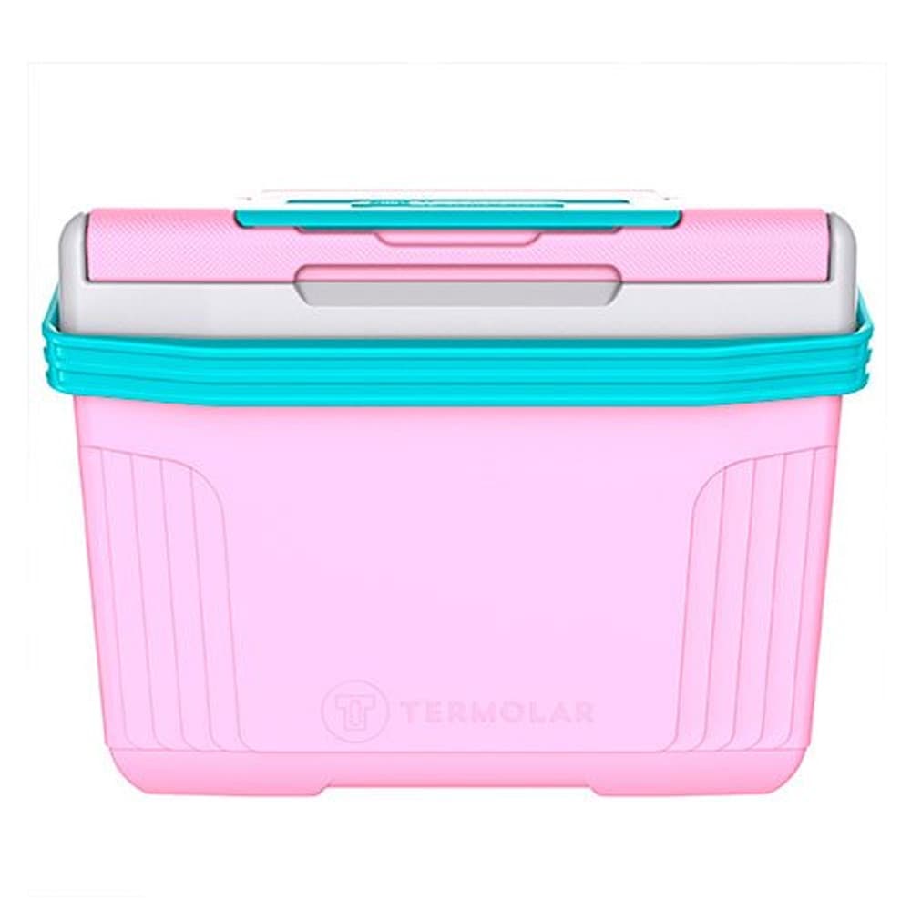 Caixa Cooler Térmico Pequeno 8 Litros Rosa Cabe Ate 12 Latas Porta Copo Termolar