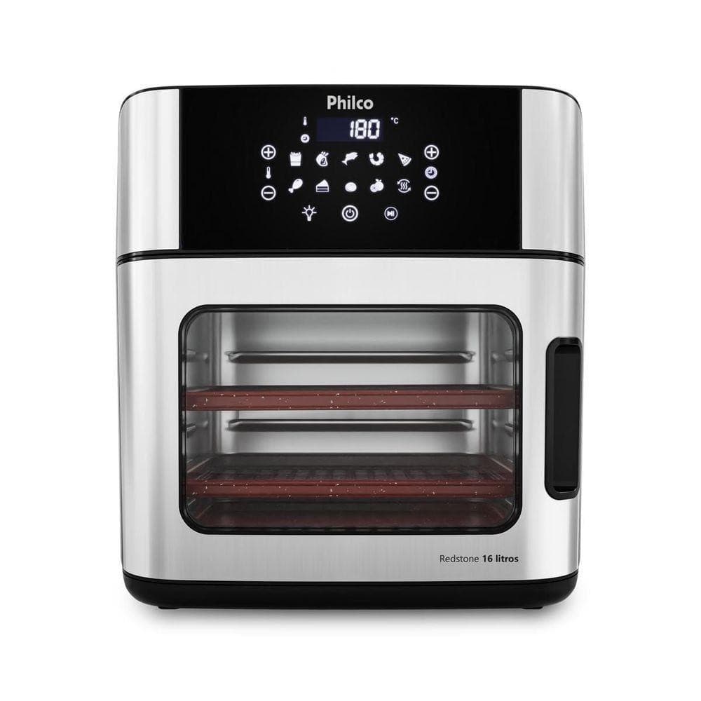 Air Fryer Philco 16L 4 em 1 com painel digital, prateada e preta