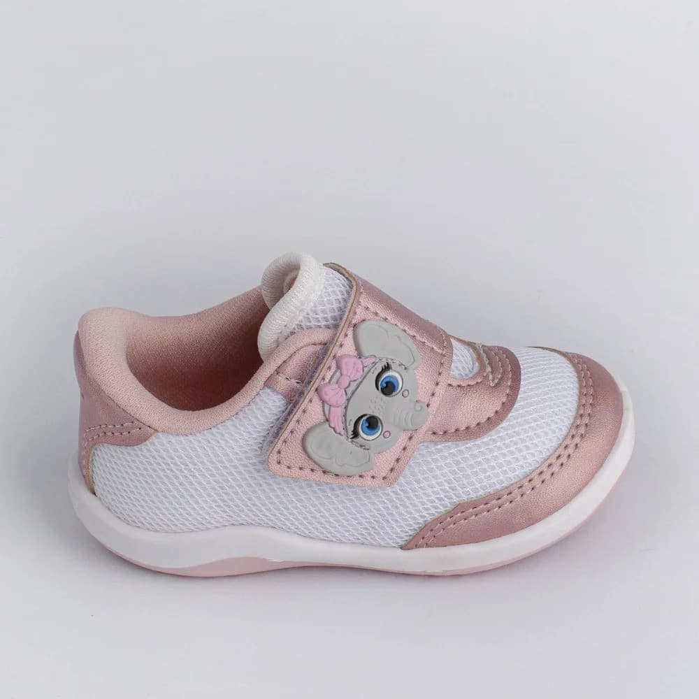 Tênis Infantil Kidy Colors Com Fita Metrica Branco / Nude