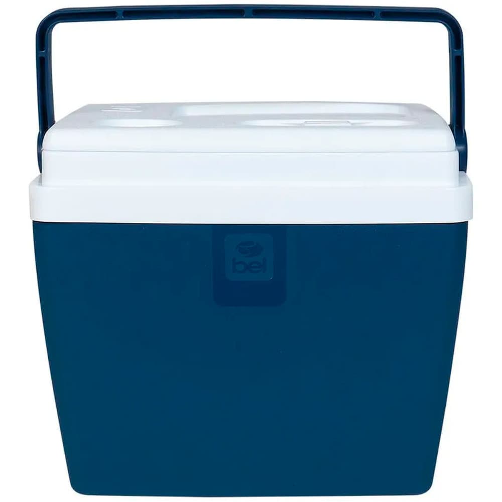 Caixa Térmica de 28 Litros Belfix Cor Azul e Branco com Tampa Removível e Porta Copos Integrado