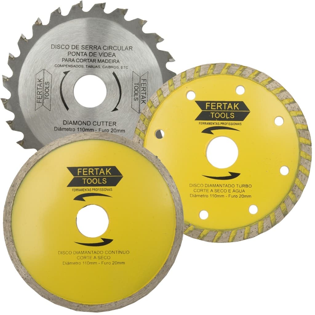 Disco de serra circular para madeira 24 dentes, disco de corte diamantado contínuo e disco de corte turbo Fertak Tools