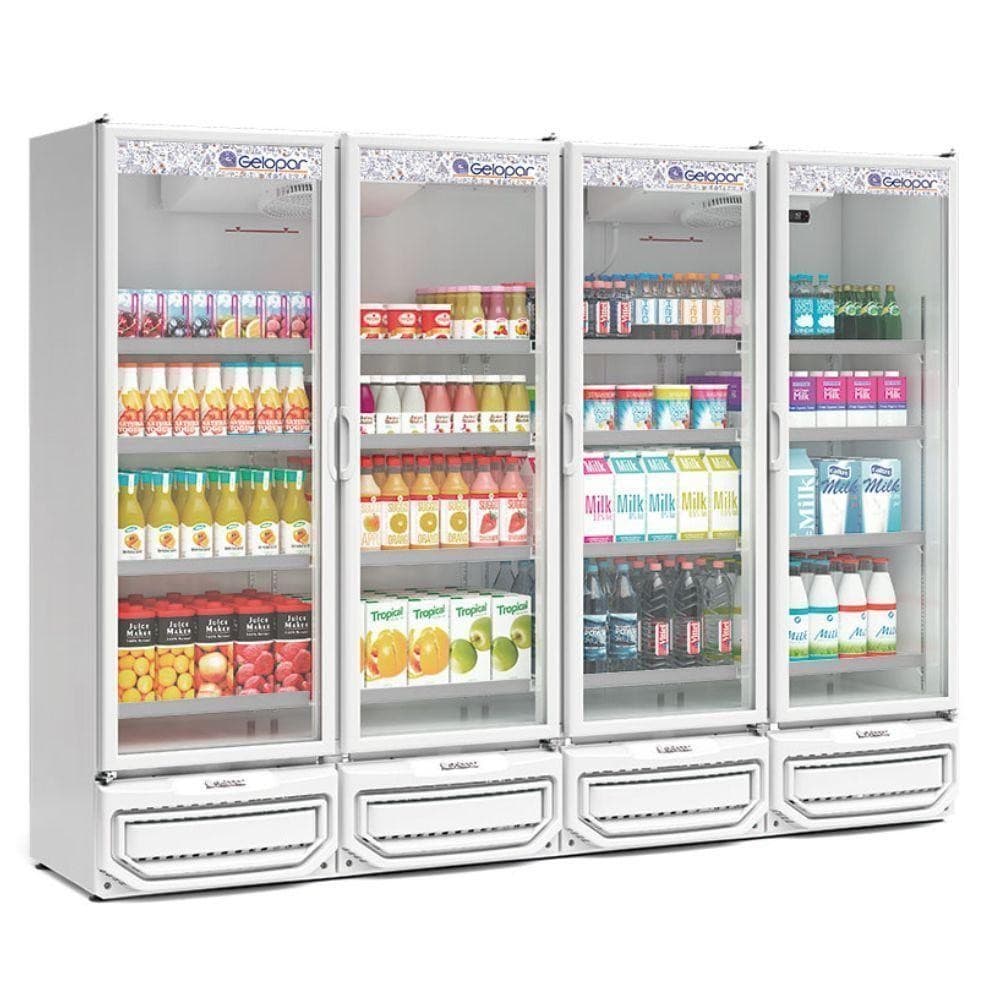 Expositor Vertical 4 Portas De Vidro Gcvr1950 Gelopar Refrigerador 1979 Litros Branco 220v