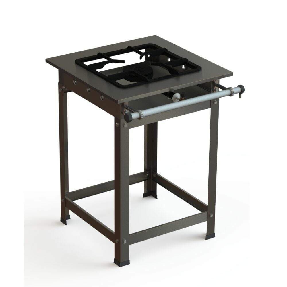 Fogão Industrial Inox 40x40 P10 1 Boca Alta Pressão JS Martins