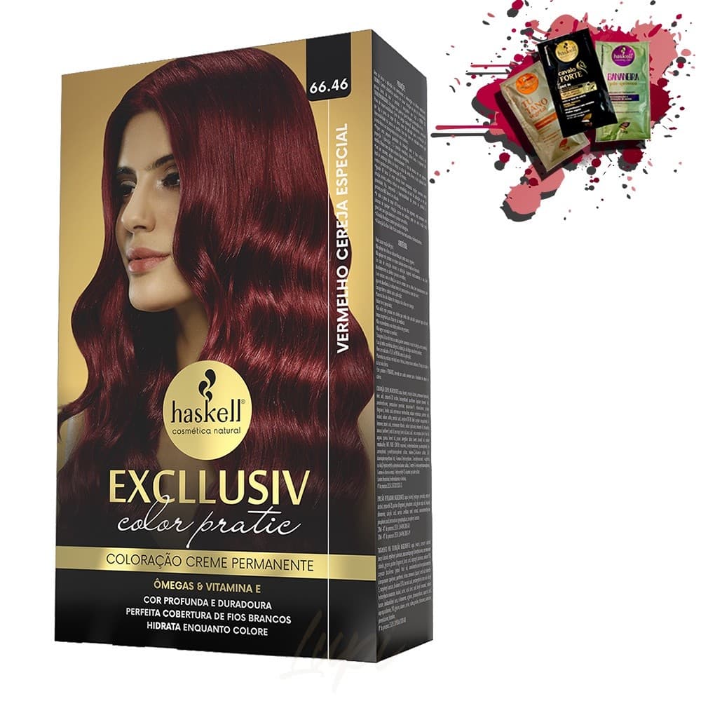 Coloracao 66.46 Haskell Excllusiv Color Pratic Vermelho Cereja Especial