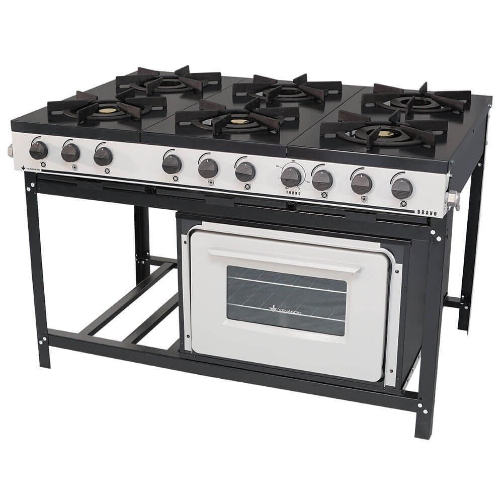 Fogão industrial Venâncio a gás Bravo 6 bocas com forno padrão BR6BF