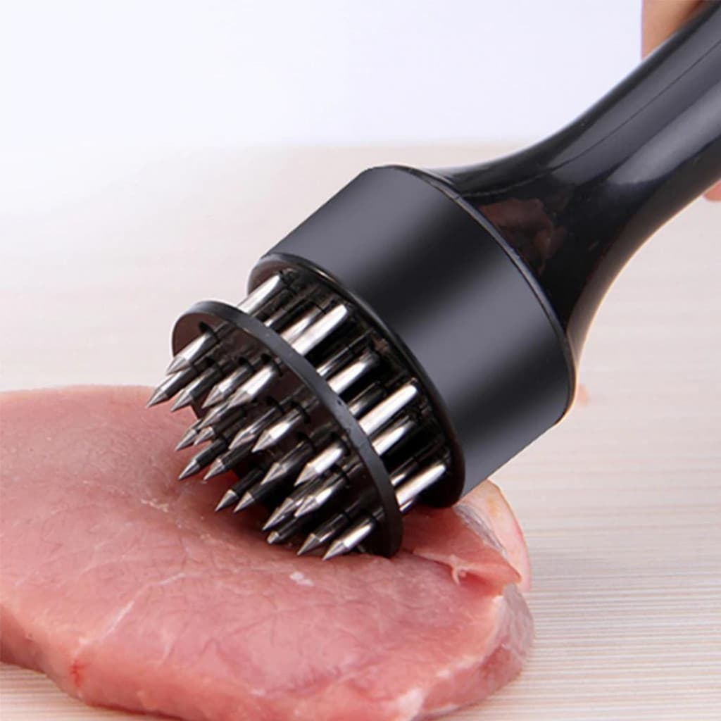 Batedor amaciador de carne manual com furador em aço inox
