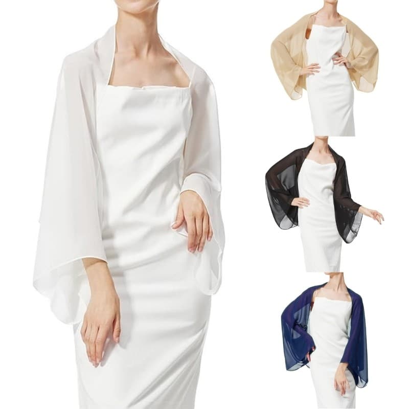 Cardigan Chiffon Proteção Solar Mangas Soltas para Vestido Branco