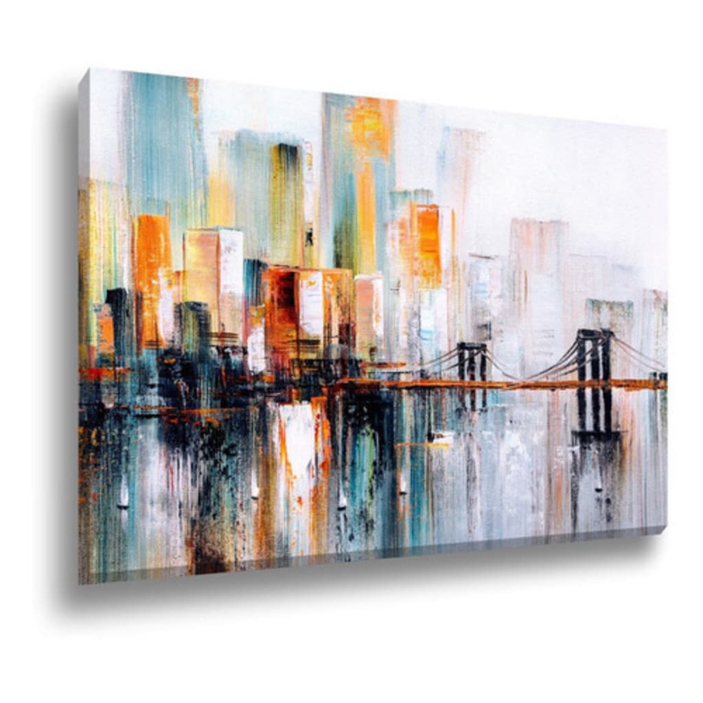 Quadro abstrato de cidade noturna em canvas com impressão em alta resolução