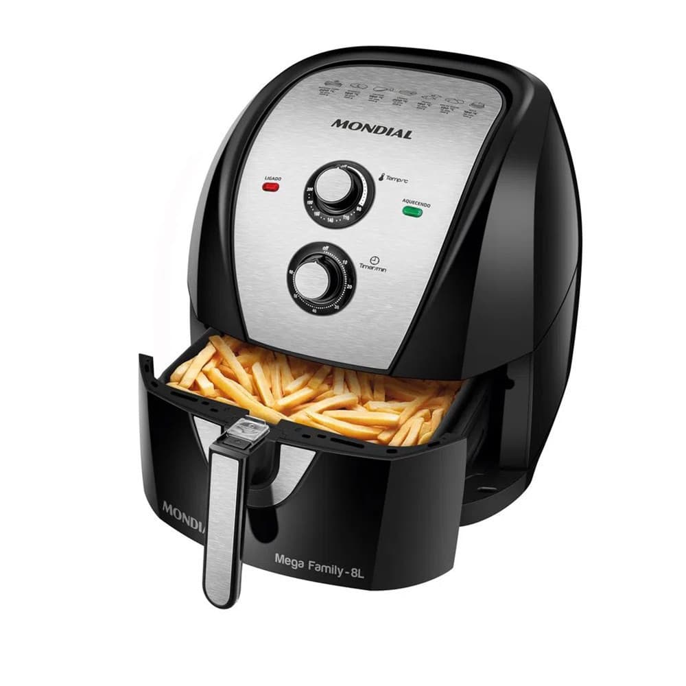 Fritadeira Elétrica Air Fryer 8 Litros Mondial AFN80 5993-02 com batatas fritas