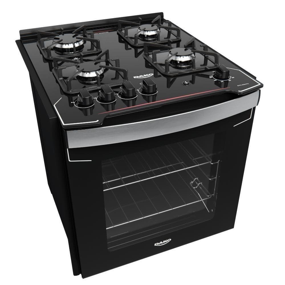 Fogão de Embutir 4B Preto com Mesa de Vidro Dako Bivolt