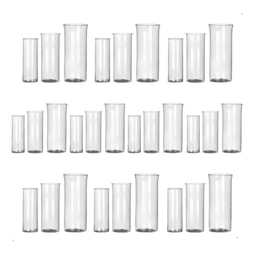 Kit de 30 cilindros de vidro transparente para decoração de mesa e casamento