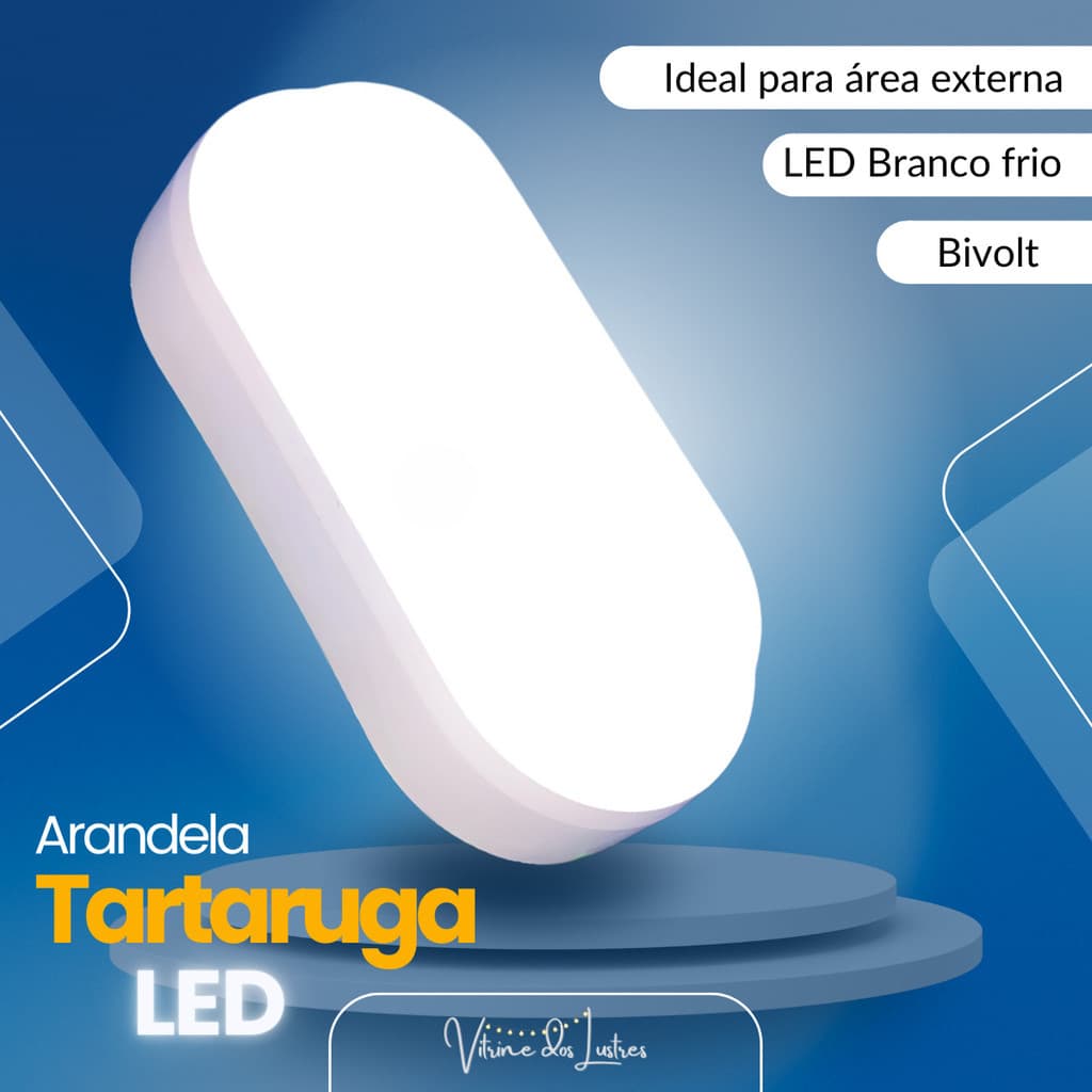 Luminária arandela tartaruga LED branca bivolt área externa