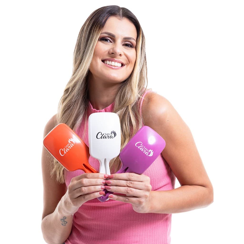 Escova Raquete Flex Anatômica Para Cabelos Branca - Santa Clara