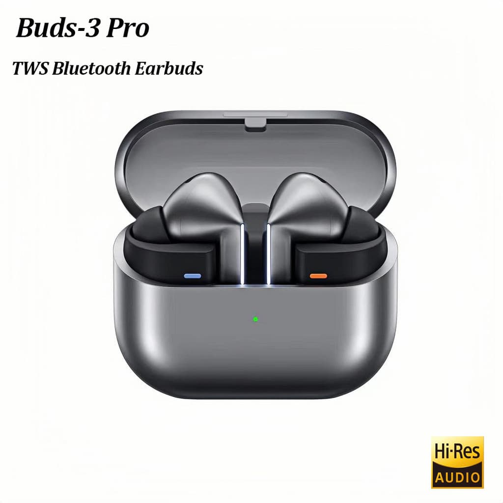 Fones de ouvido sem fio Para Galaxy Buds 3 Pro em caixa de carregamento cinza metálico