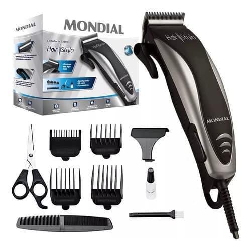 Máquina De Cortar Cabelo E Barba Mondial Cr-02 Com 4 Pentes e Acessórios 127v e 220V