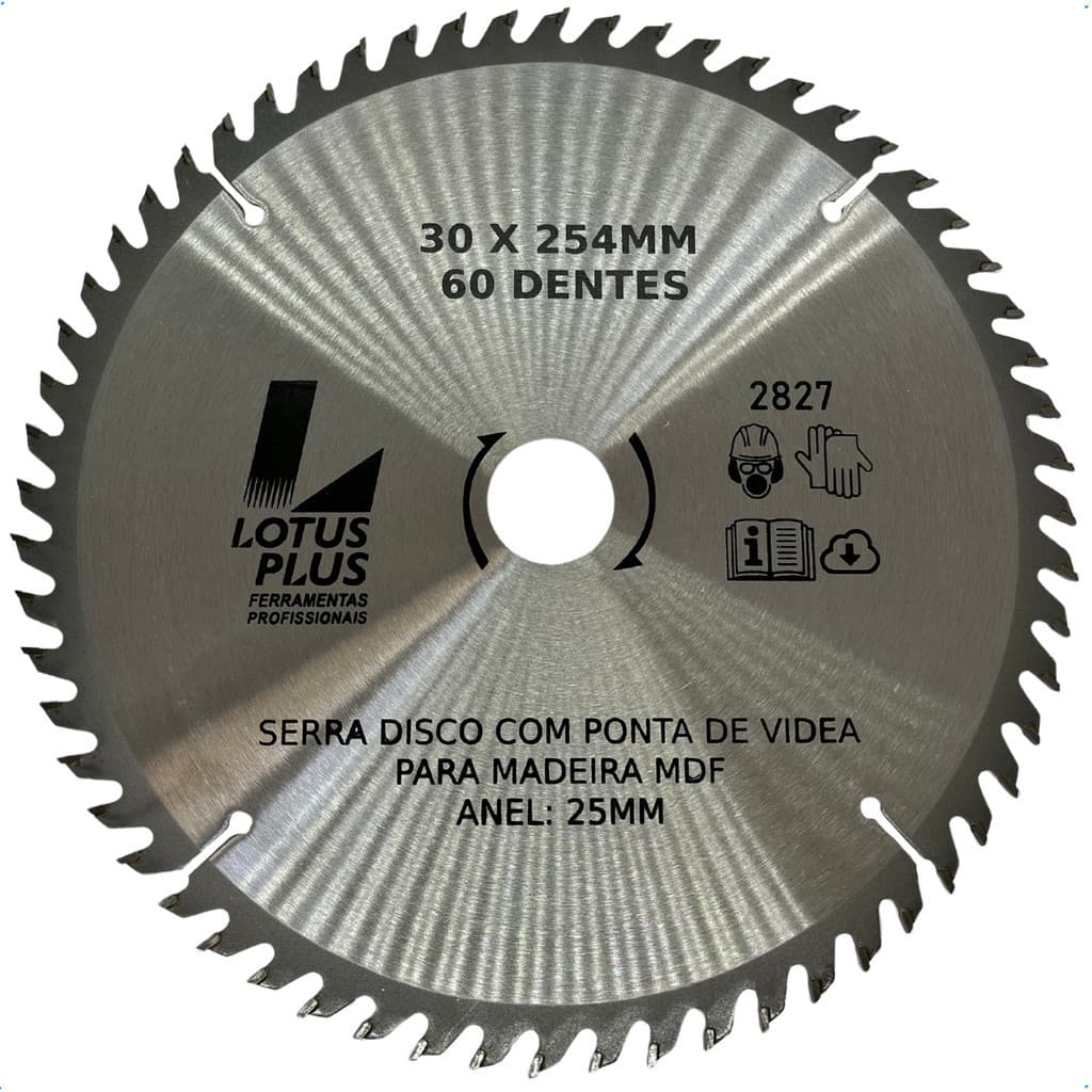Disco Serra Videa Aço Carbono 60 Dentes Para Madeira Mdf Compensado disco circular10p 254mm