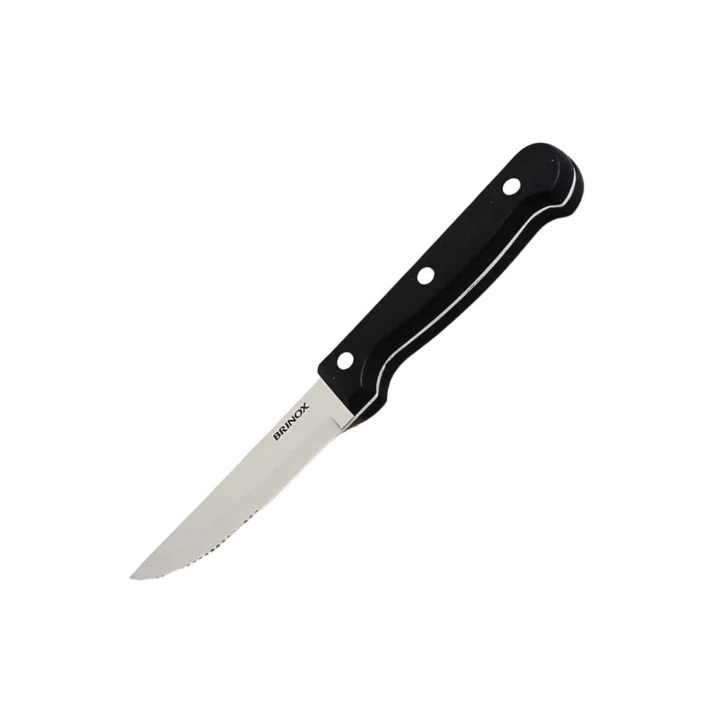 Faca para churrasco 4,5 polegadas jumbo aço inox Brinox com cabo preto e lâmina prata