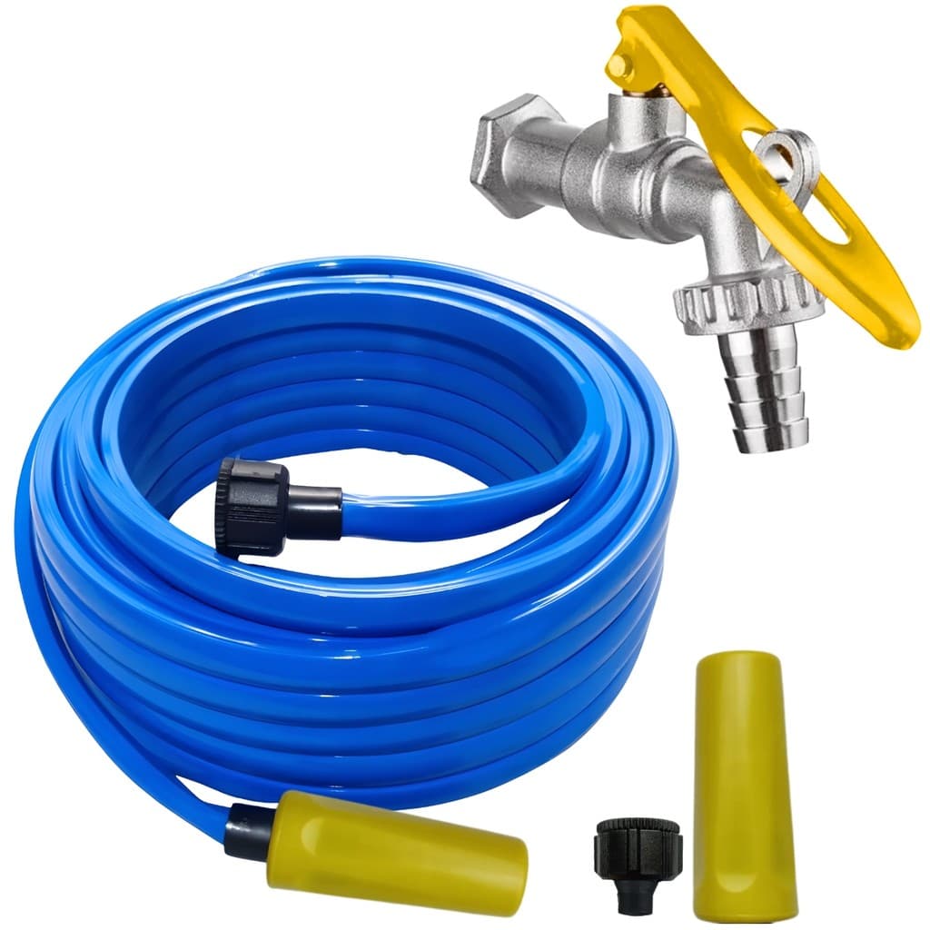 Mangueira De Jardim 30m Metros Reforçada Chata + Torneira de Metal Com Porta Cadeado 1/2"