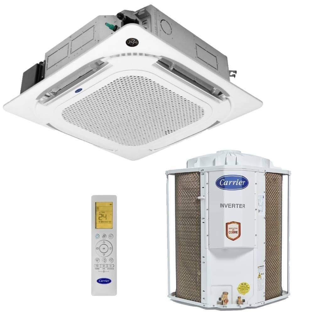 Ar condicionado split cassete Carrier 4 vias 56000 BTUs quente e frio inverter 220V monofásico
