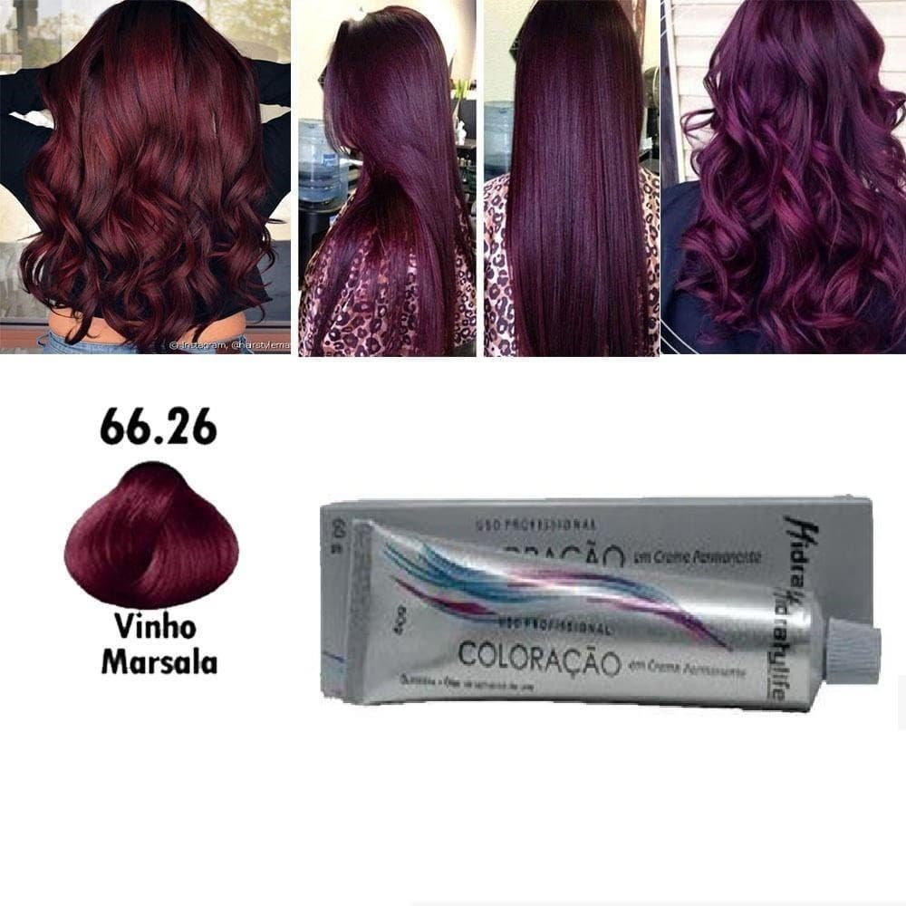 Coloração 66.26 Tinta Vinho Marsala Mairibel / Hidratycollor 60g - Tinta para cabelo vinho Tinta de Cabelo Hidratylife