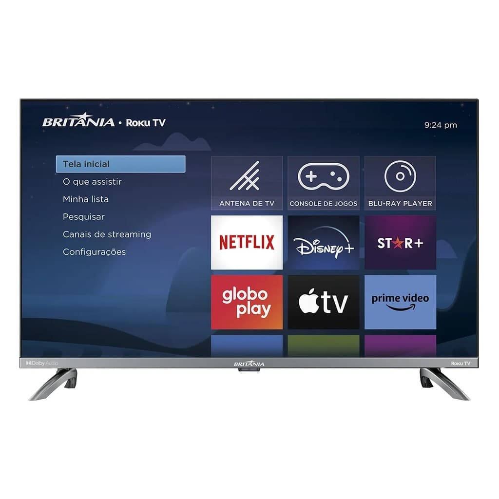 Smart TV LED 32'' Britânia Roku com interface de aplicativos