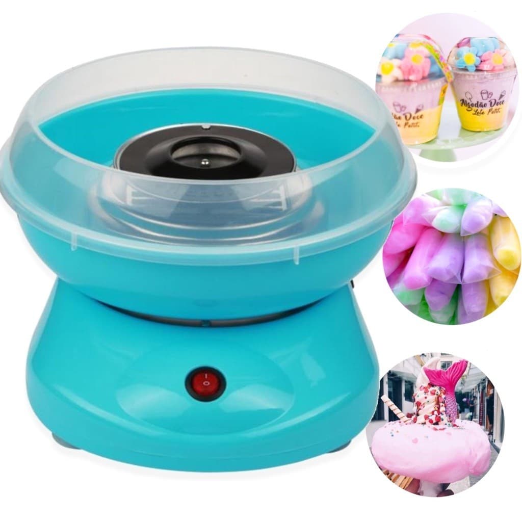 Máquina de Algodão Doce Portátil Mini Azul Claro