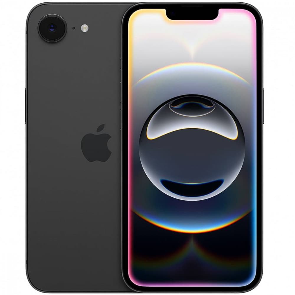 Imagem lateral do Apple iPhone 16e 128gb em cor grafite
