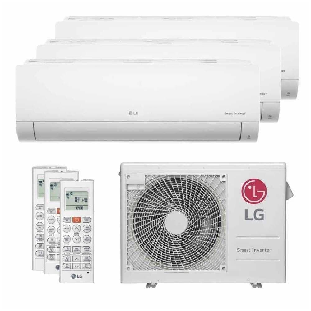 Ar Condicionado Multi Split Tri Split LG 21000 BTU QF 220V com unidades externas e internas brancas