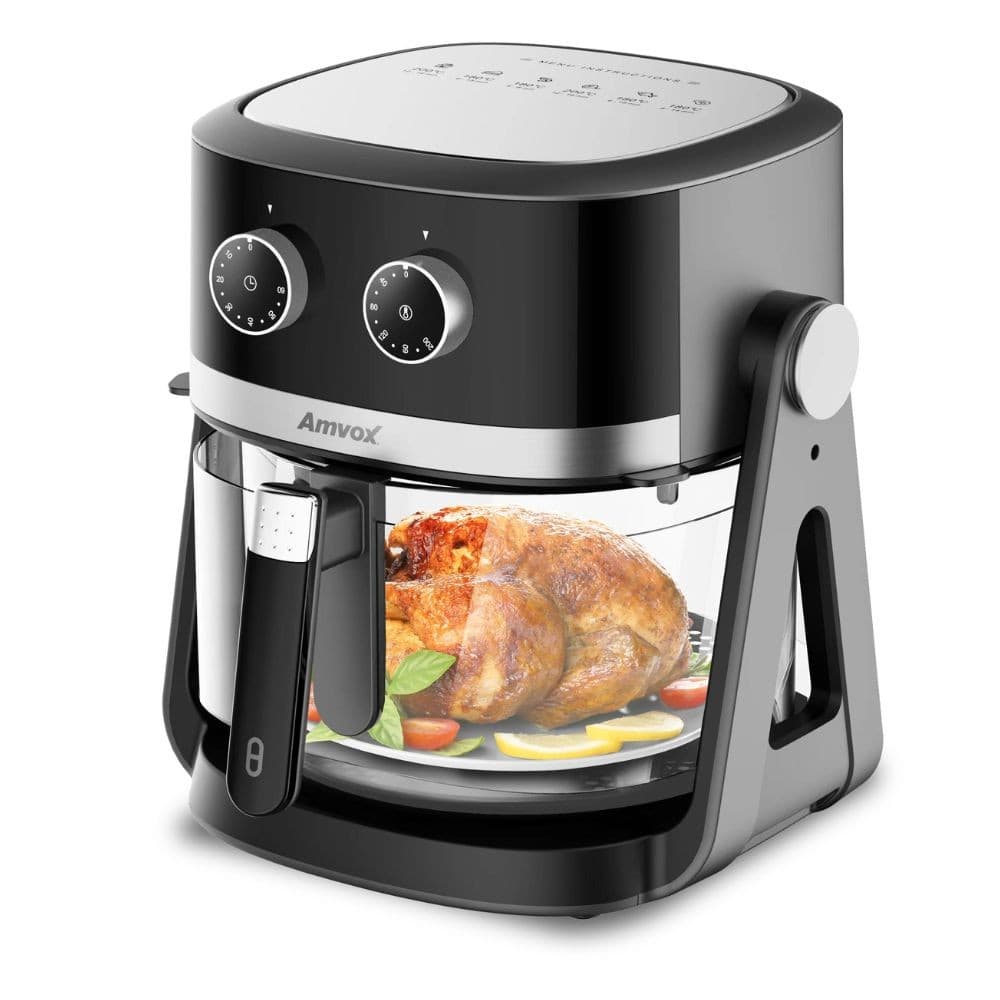 Air Fryer e Fogão Elétrico 2 em 1 Amvox ARF 1150 com frango assado