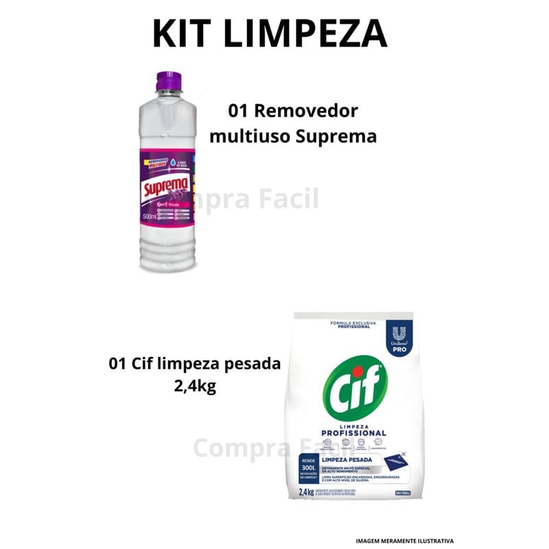 Kit Limpeza com Removedor Multiuso Suprema e Limpador em Pó Cif Profissional