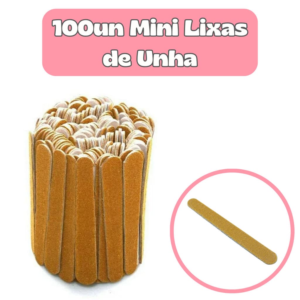 Lixa PARDA MINI 8 Cm Pct 100 Unid Salão de Beleza Spá Estética Cutícula Clinicas Unhas Manicure Pedicure Descartavel
