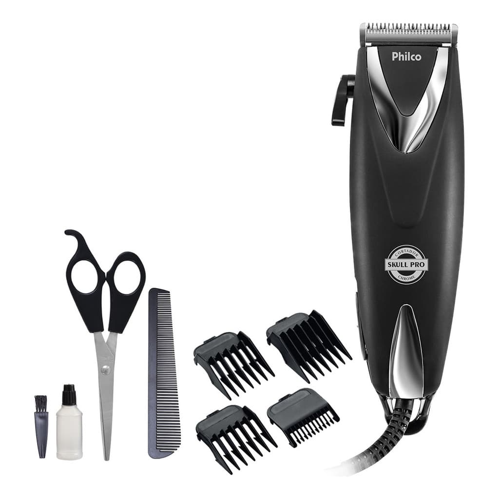 Máquina De Cortar Cabelos Philco Pcr12cr Skull Pro Chrome 9 Em 1 Cor Preto 127v